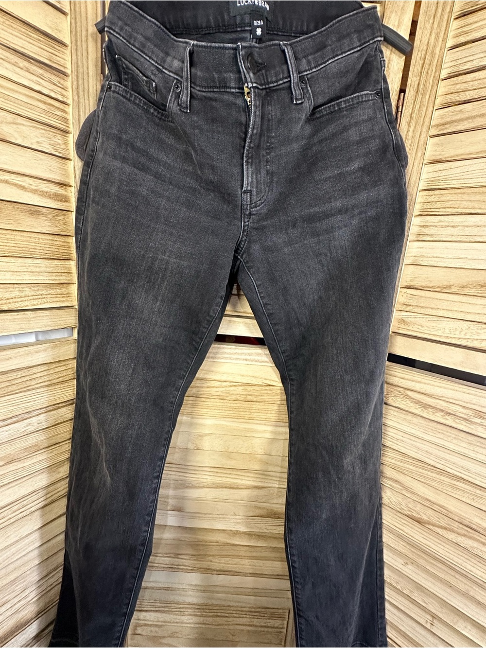 Lucky Brand Sweet Mid Rise Straight Black Jeans Raw Hem Size 8/29